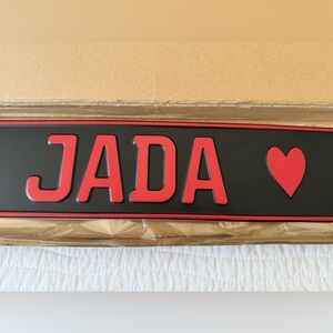 European Custom Car Tag  with name “ JADA” and a Heart